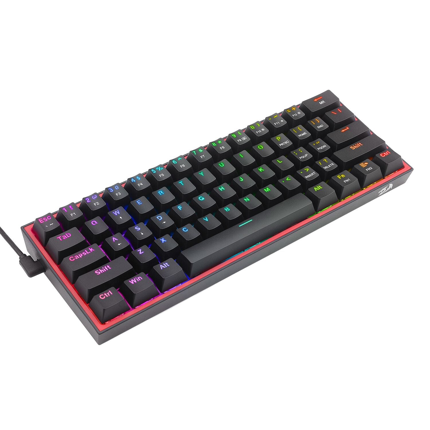 Image 5 for Redragon K616 FIZZ Pro 61-Key RGB Mechanical Gaming Keyboard – Black (60%, RGB, Wireless/Wired, Hot-Swappable)