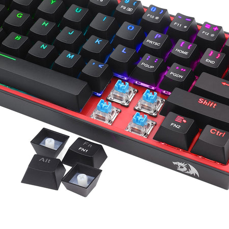 Image 7 for Redragon K616 FIZZ Pro 61-Key RGB Mechanical Gaming Keyboard – Black (60%, RGB, Wireless/Wired, Hot-Swappable)