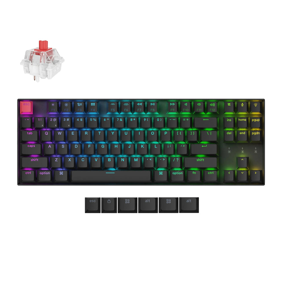 Image 1 for Keychron K8 QMK 80% TKL Wireless Mechanical Keyboard V2 Red Switches - Black