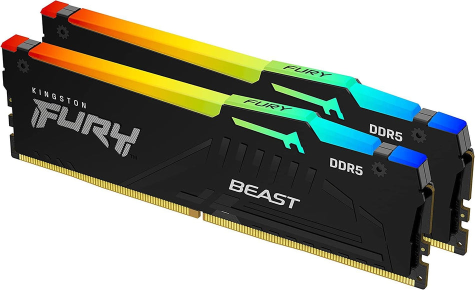 Kingston FURY Beast RGB 16GB (2x8GB) DDR5-5600 CL36 Desktop Memory Kit - Black