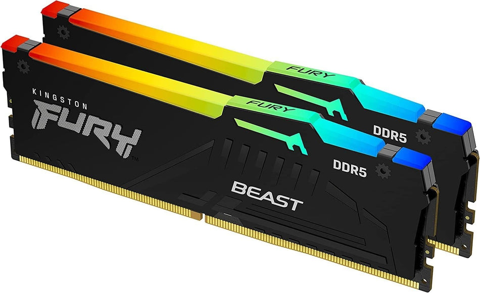 Kingston FURY Beast RGB 32GB (2x16GB) DDR5-6000 CL30 Desktop Memory Kit with AMD EXPO