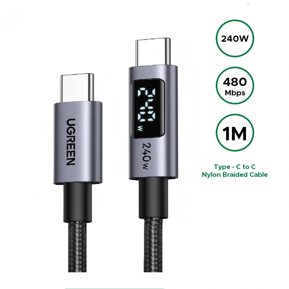 Image 2 for UGREEN 240W USB Type-C Cable with LED Display 1M