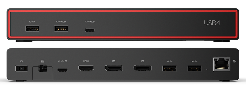 LENOVO ThinkPad USB4 Dock 5000  Support for 4xMonitors2xDP1xHDMI1xUSB-C4xUSB 3.2RJ4565 Watt Charging3yr CI