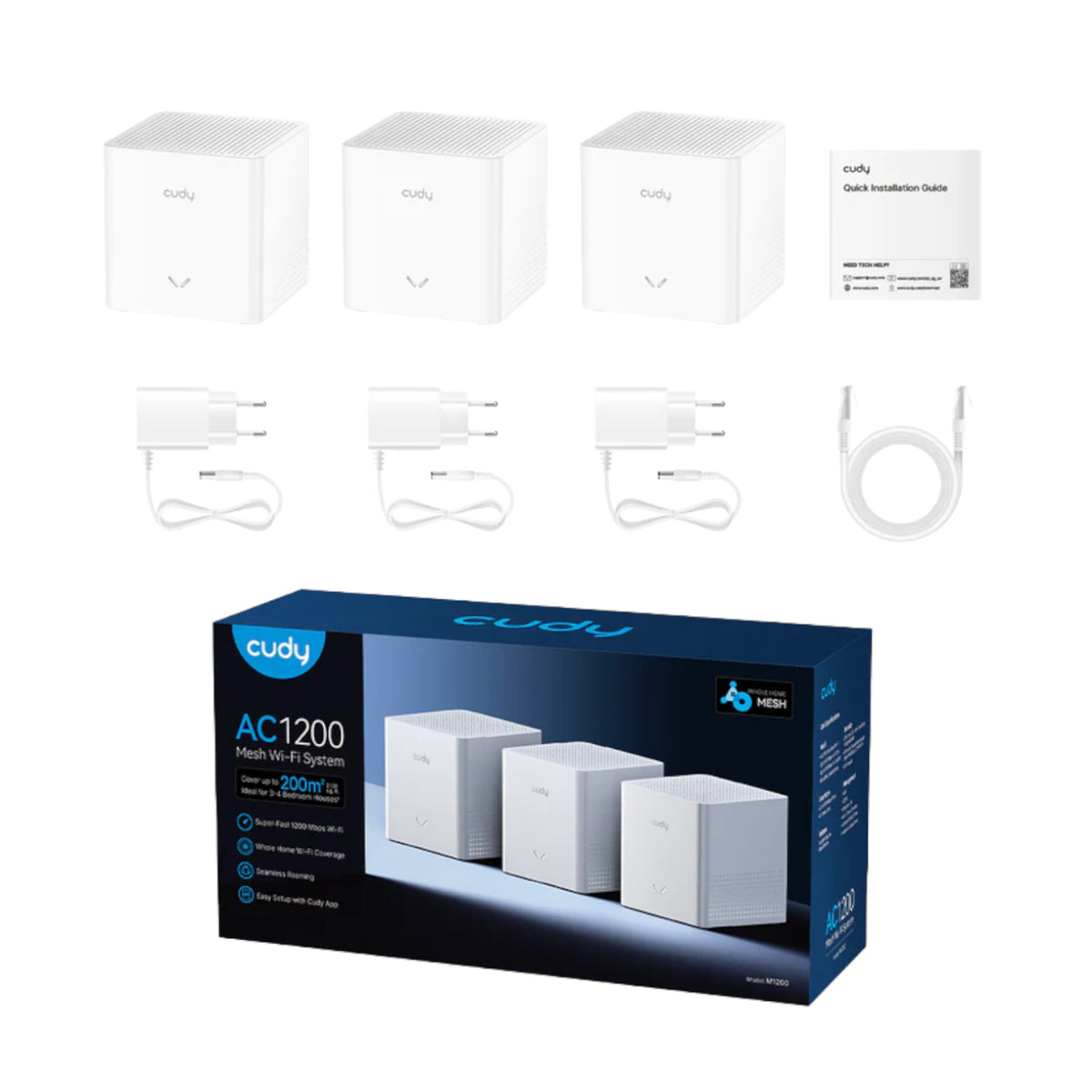 Image 4 for Cudy AC1200 Mesh Wi-Fi System (V2) - 3Pack