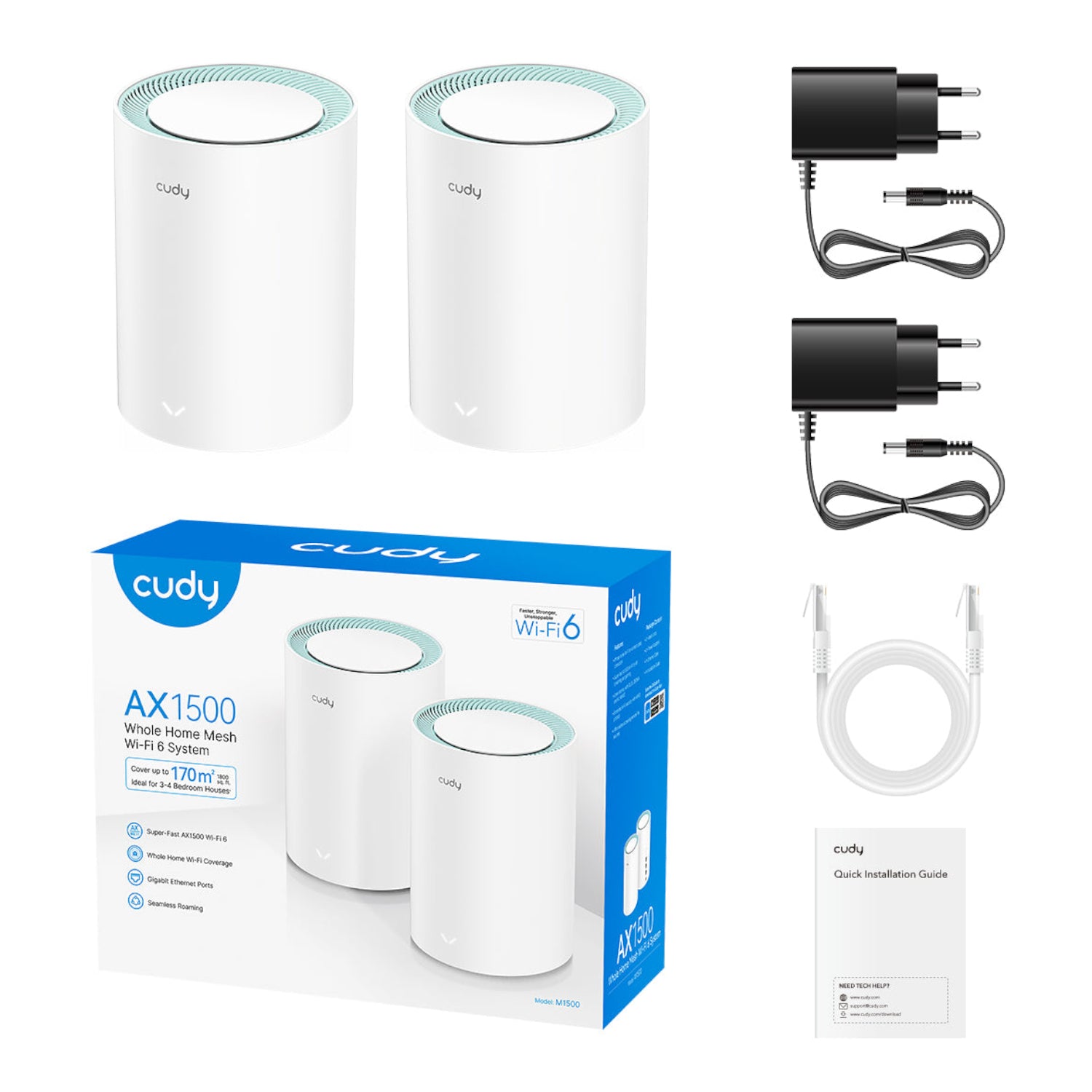 Image 2 for Cudy AX1500 Gigabit Mesh Wi-Fi 6 System – 2 Pack