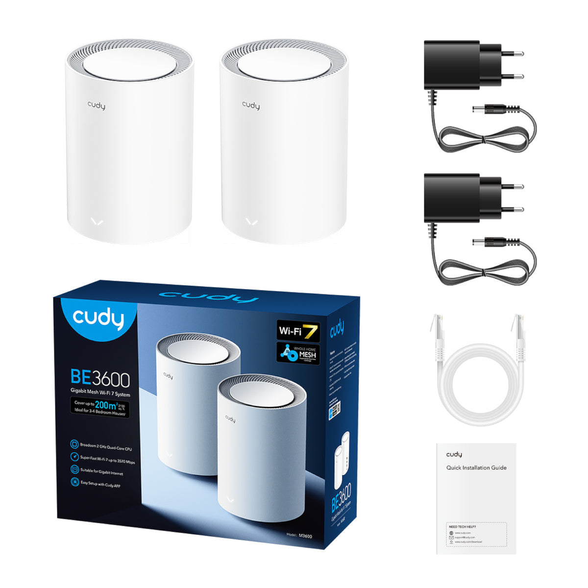 Image 5 for Cudy BE3600 Gigabit Mesh Wi-Fi 7 System – 2 Pack