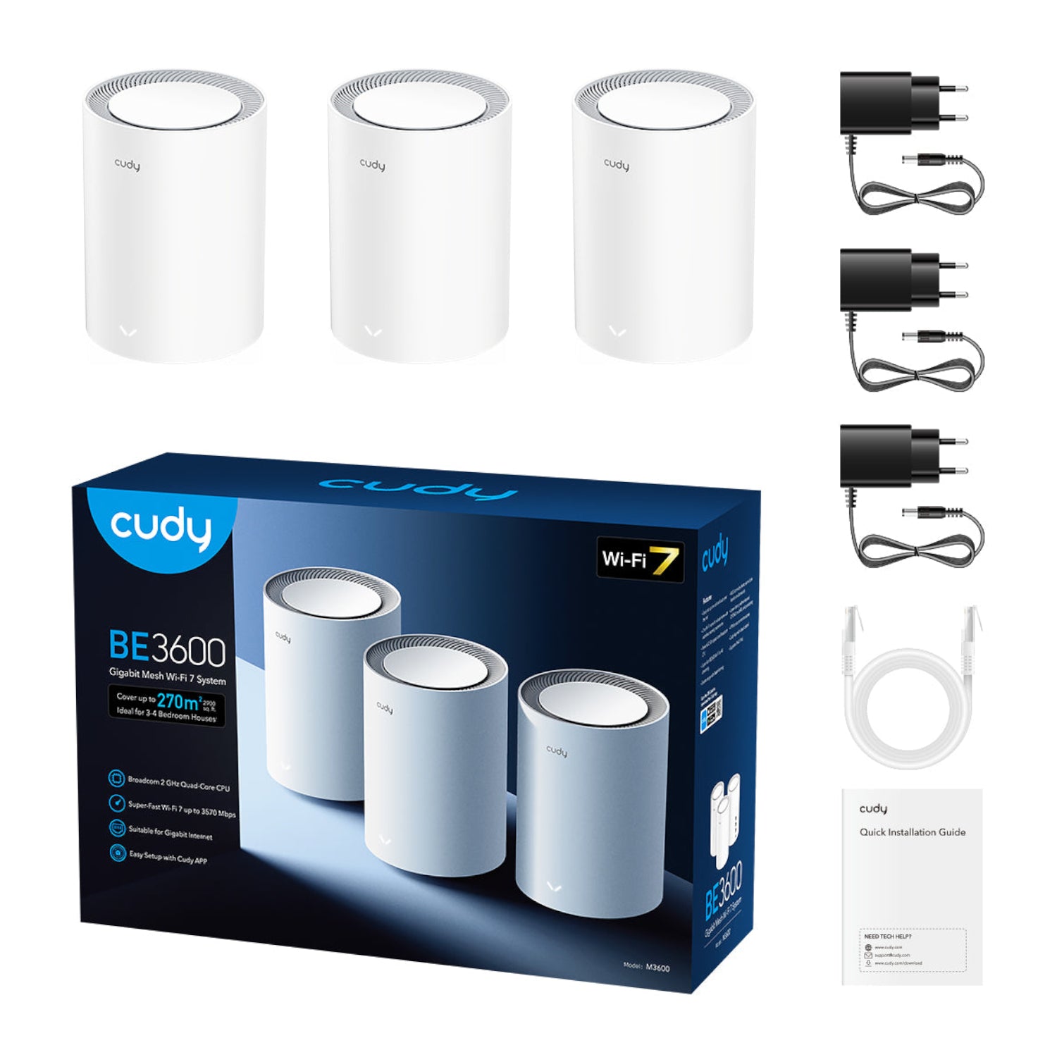Image 5 for Cudy BE3600 Gigabit Mesh Wi-Fi 7 System – 3 Pack