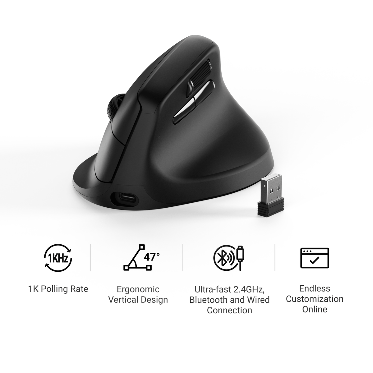 Image 6 for Keychron M5-A29 1K Wireless Mouse (BT/2.4GHz/Wired) - Black