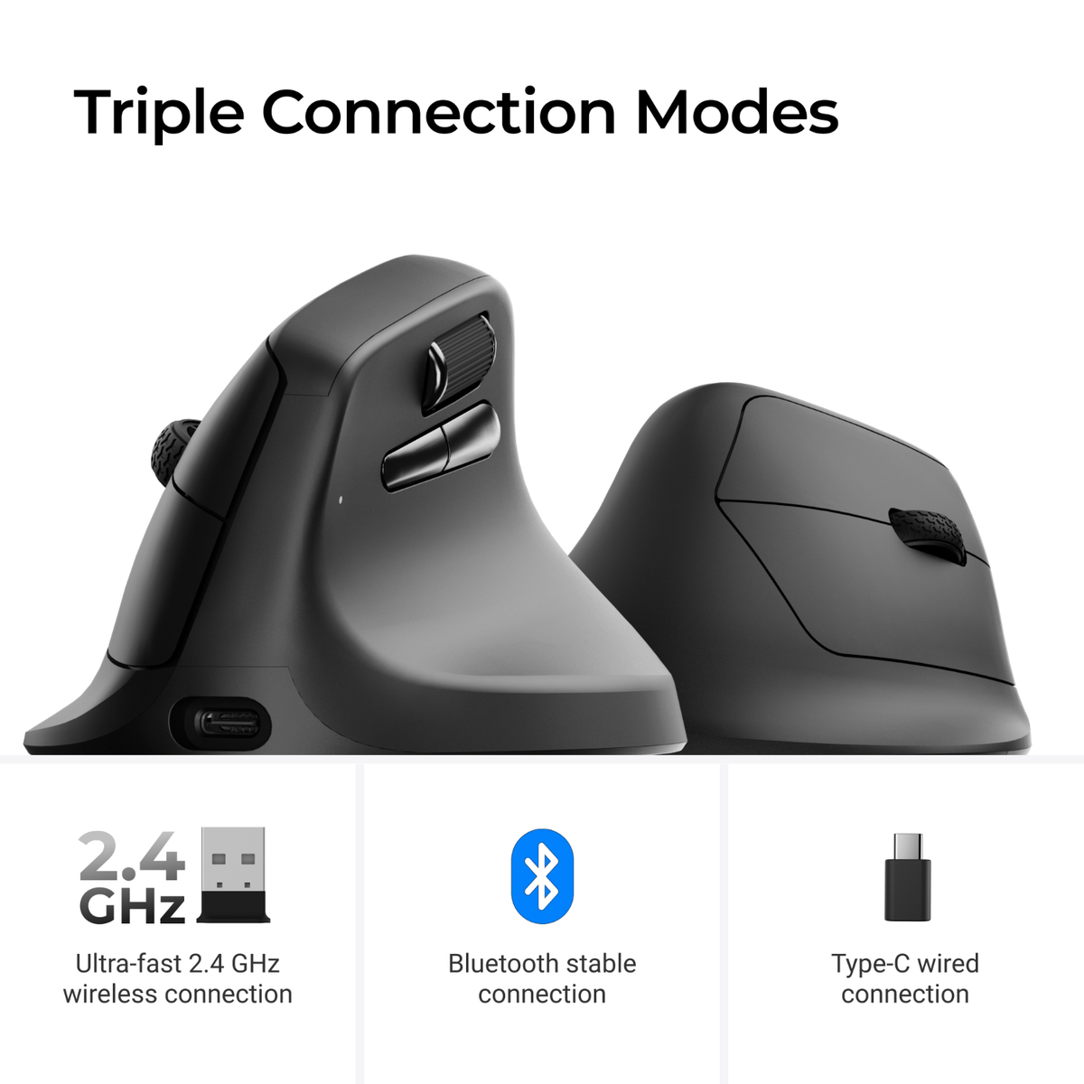 Image 7 for Keychron M5-A29 1K Wireless Mouse (BT/2.4GHz/Wired) - Black