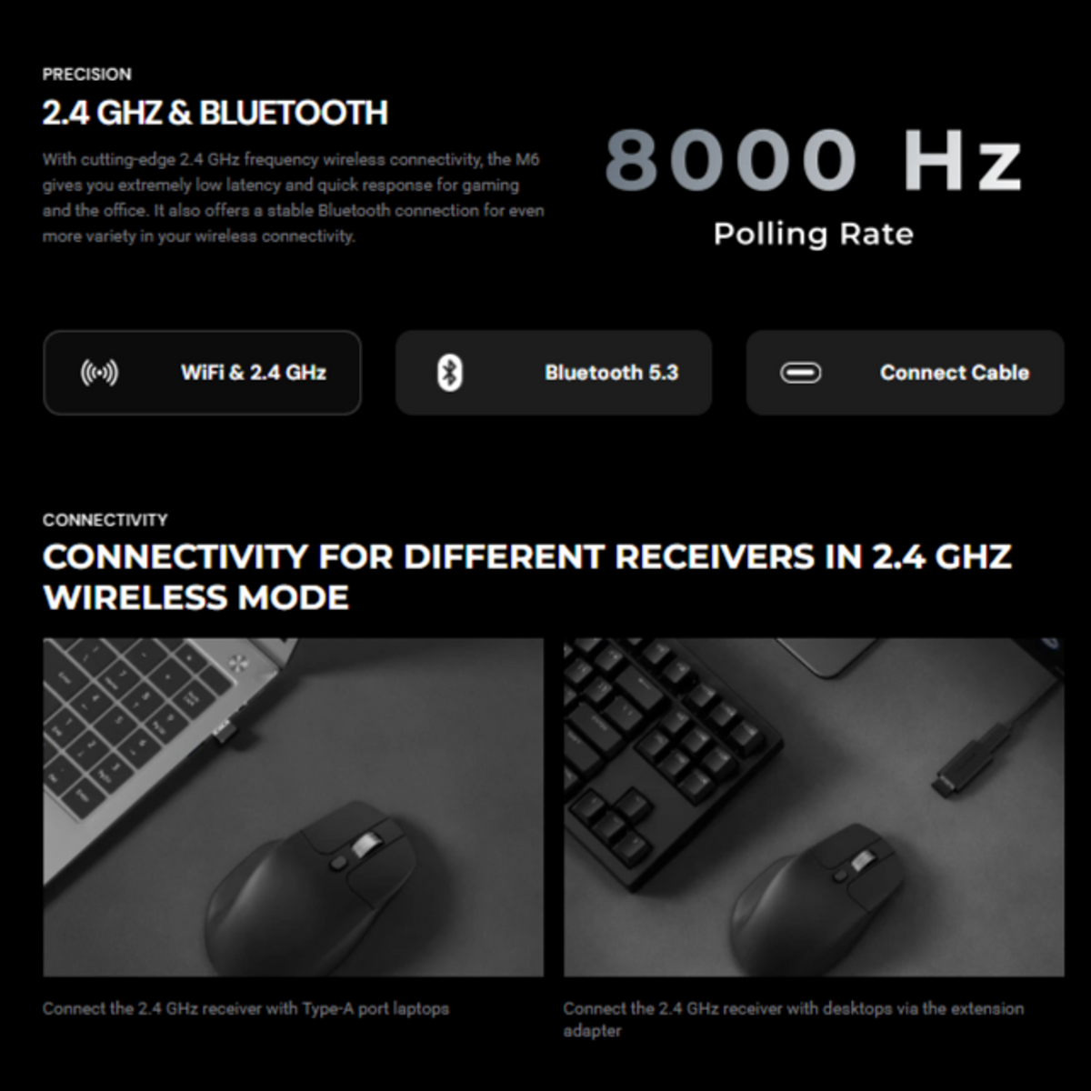 Image 8 for Keychron M6S-B72 1K Wireless Mouse (BT/2.4GHz/Wired) - Black