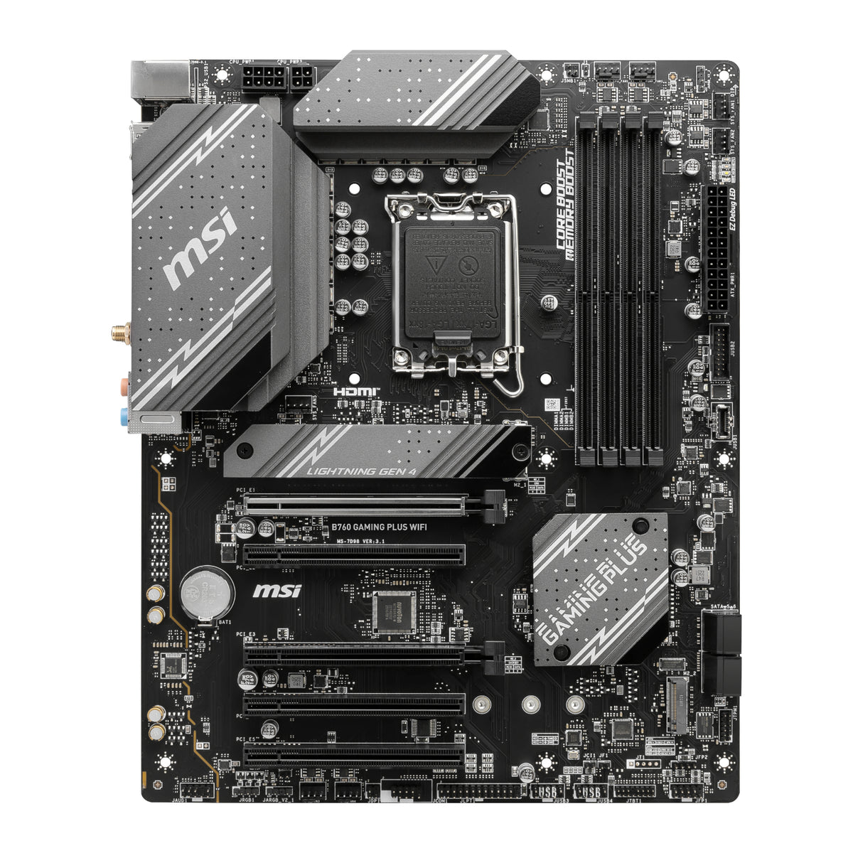 Image 2 for MSI B760 GAMING PLUS WIFI DDR5 LGA1700 ATX Motherboard
