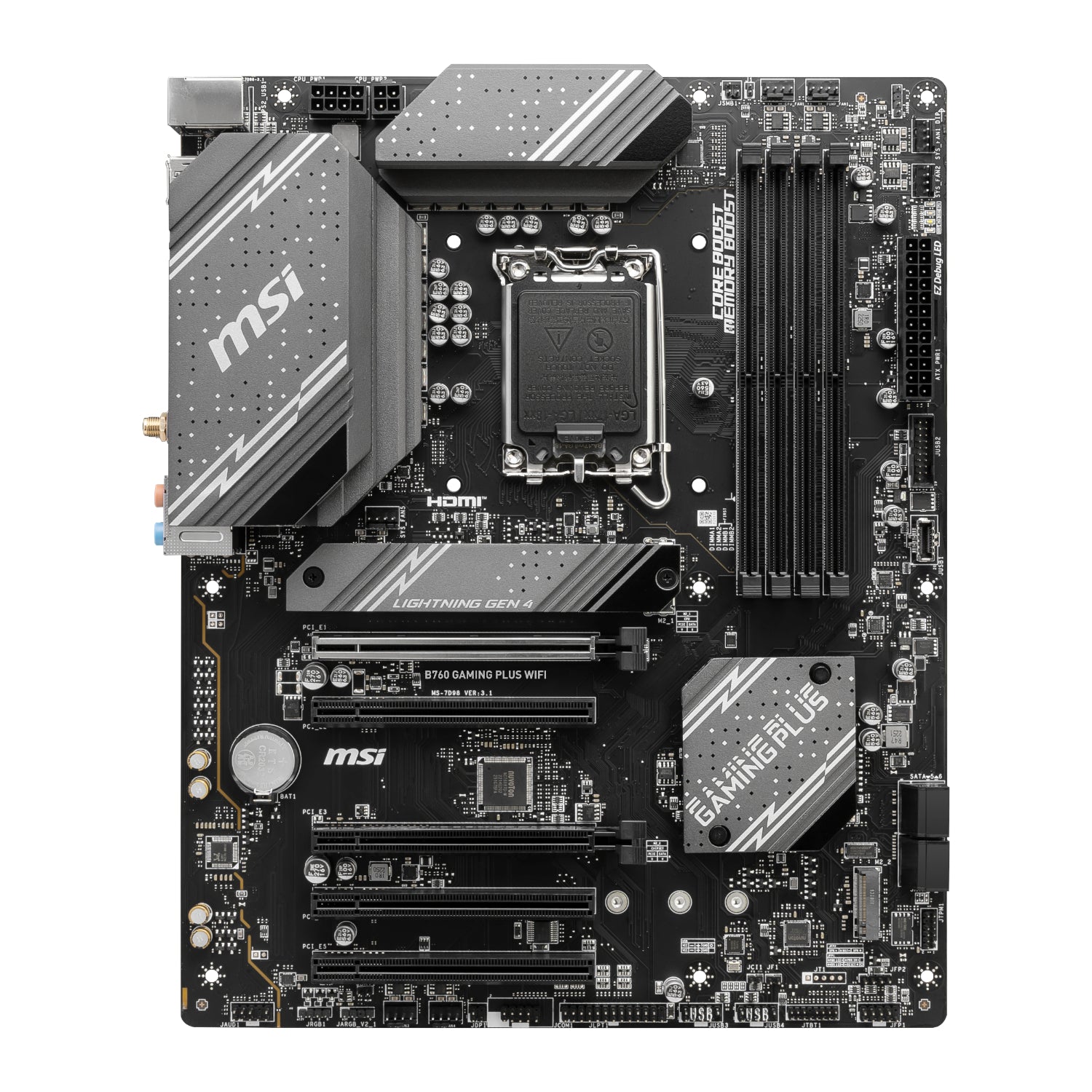Image 2 for MSI B760 GAMING PLUS WIFI DDR5 LGA1700 ATX Motherboard