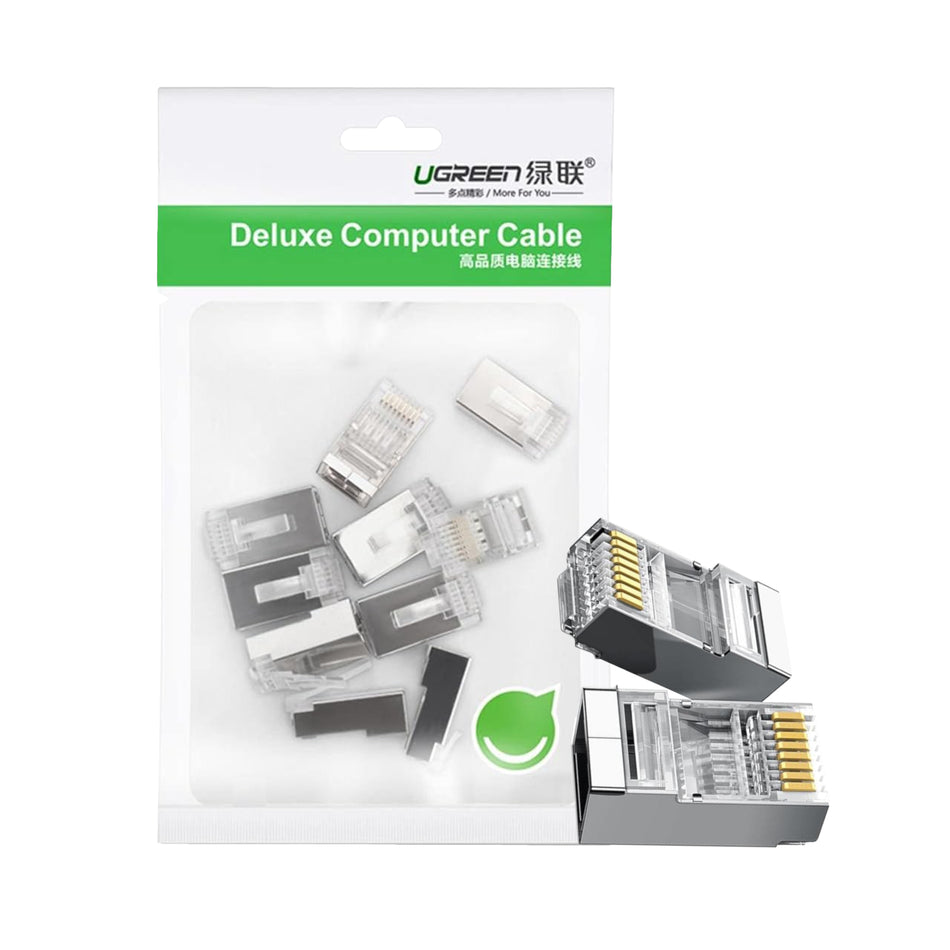 Image 1 for UGREEN NW111 RJ45 Cat6 Ethernet Network Head 100 Pack - Silver/Transparent