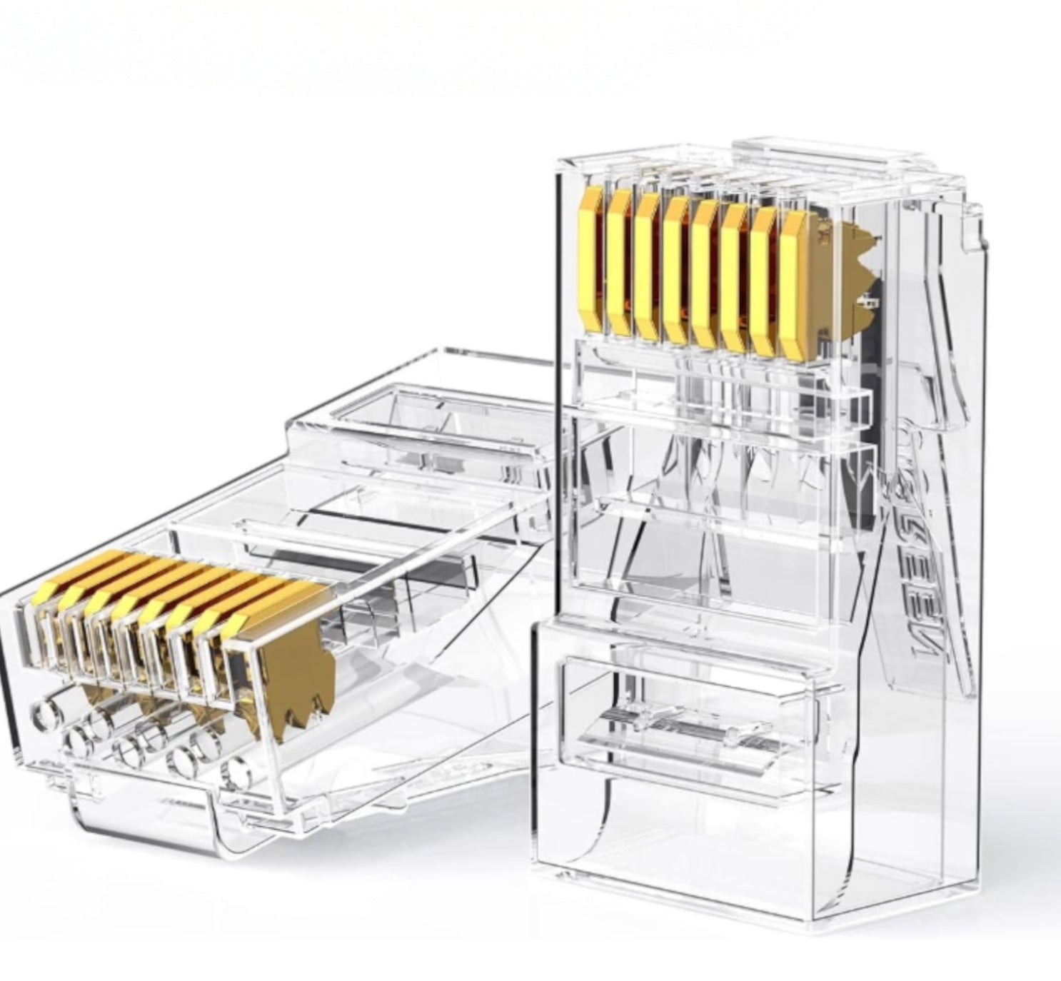 Image 1 for UGREEN Cat6 RJ45 Modular Plugs (50 Pcs)–Transparent with Gold Contacts