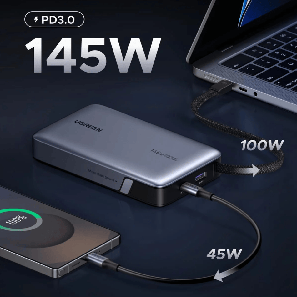 Image 2 for UGREEN Nexode 145W 20000mAh  Power Bank with built-in USB Type-C Cable