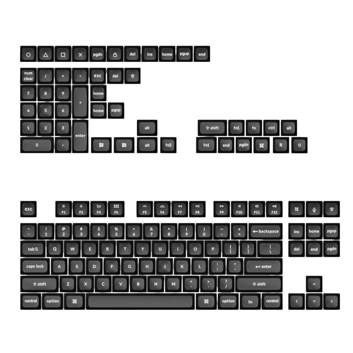 Image 1 for Keychron double Shot KSA PBTFull Keycap Set - White On Black