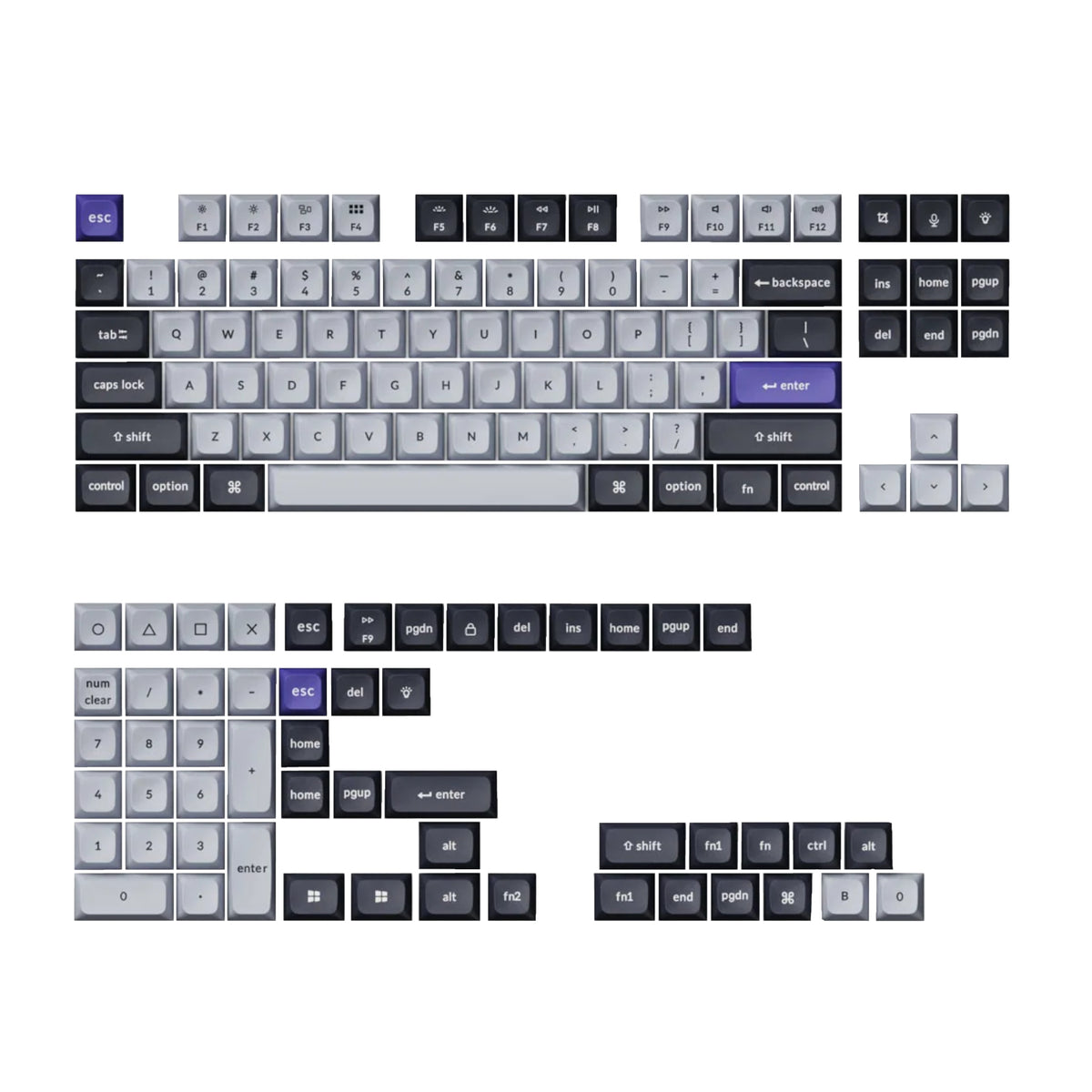 Image 1 for Keychron Double Shot KSA PBT Keycap Set - Dark Grey/White Smoke