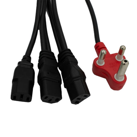 Image 1 for Dedicated Power Cable: 3-Pin SA Plug to 3x IEC C13, 3.8m, 1mm²
