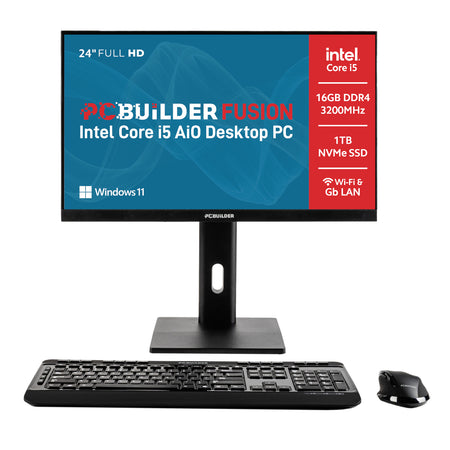 Image 1 for PCBuilder FUSION 24″ Intel Core i5-14400 Windows 11 Pro AiO Desktop PC