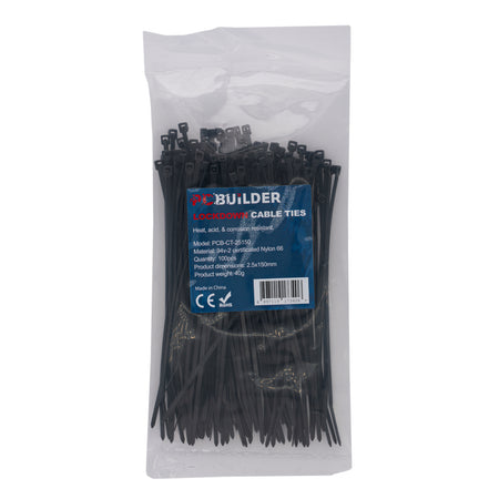Image 1 for PCBuilder LOCKDOWN 150mm Cable Ties (100 pcs) - Black