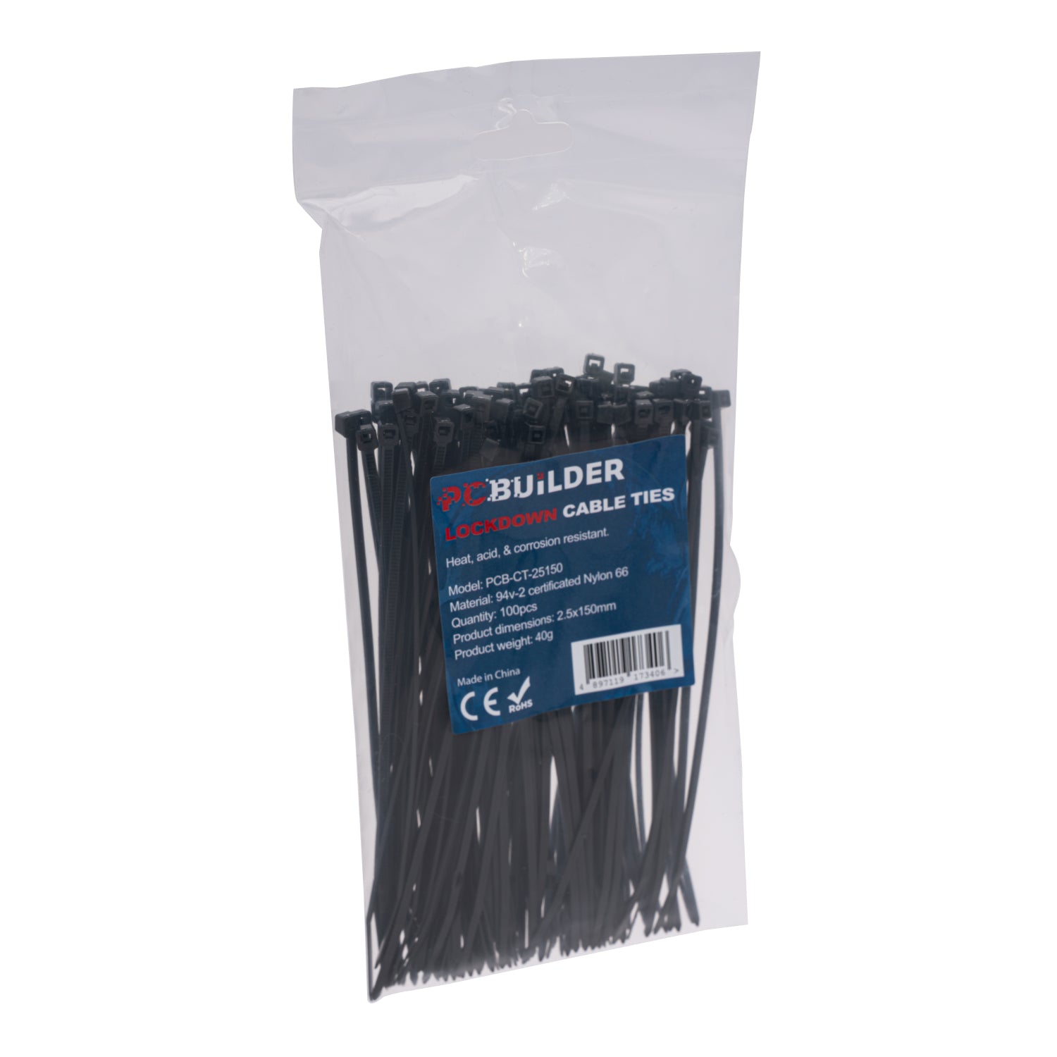Image 3 for PCBuilder LOCKDOWN 150mm Cable Ties (100 pcs) - Black