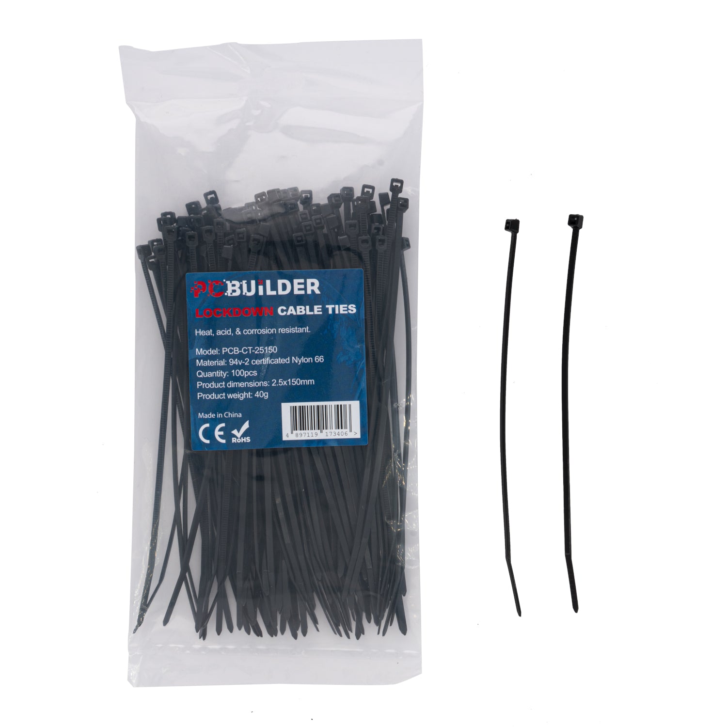 Image 5 for PCBuilder LOCKDOWN 150mm Cable Ties (100 pcs) - Black