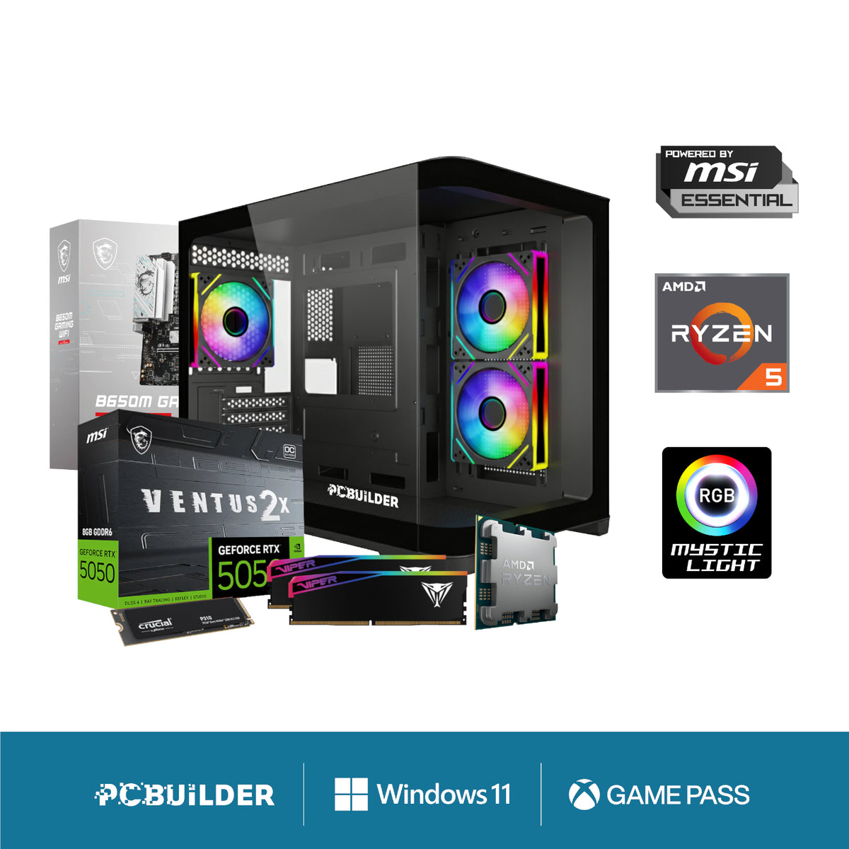 Image 1 for PCBuilder Ryzen 5 8400F RECON Windows 11 Gaming PC