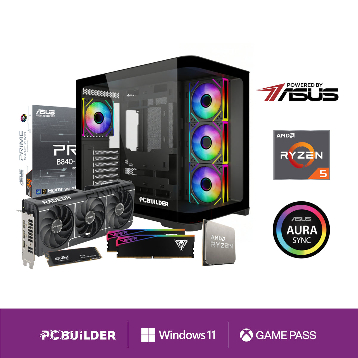 Image 1 for PCBuilder Ryzen 5 7600 SEEKER Windows 11 Gaming PC