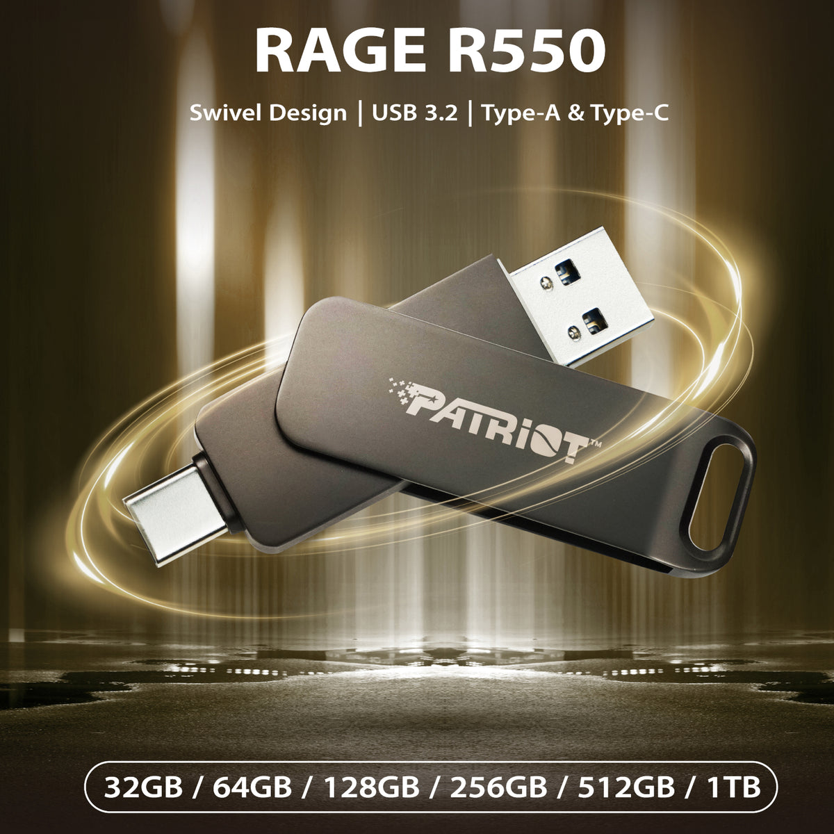 Image 5 for Patriot Rage R550 64GB USB3.2 Swing Type A to Type-C Flash Drive