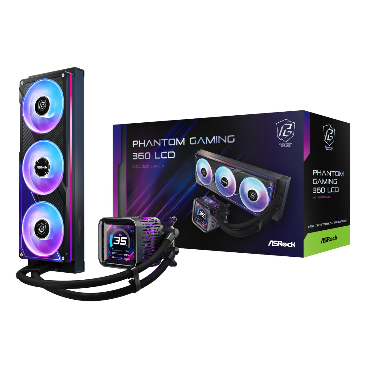 Image 1 for ASRock Phantom Gaming 360 LCD All-in-one Liquid CPU Cooler - Black