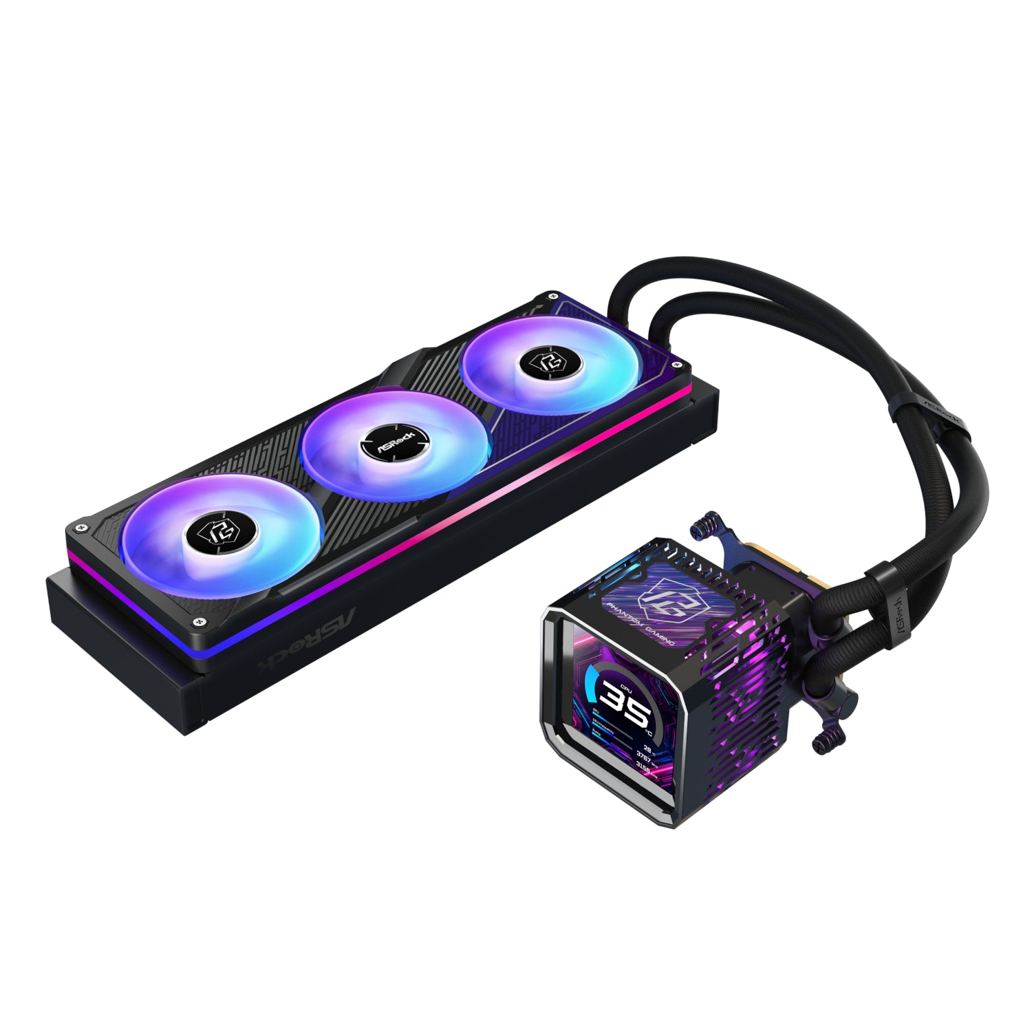Image 3 for ASRock Phantom Gaming 360 LCD All-in-one Liquid CPU Cooler - Black