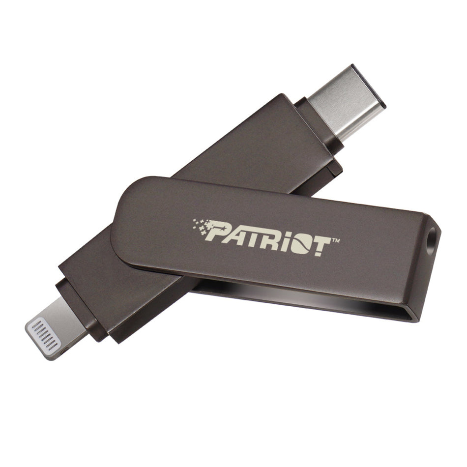 Image 1 for Patriot iLuxe Stick C 256GB USB 3.2 GEN 1 Type C + Lightning Flash Drive - Black