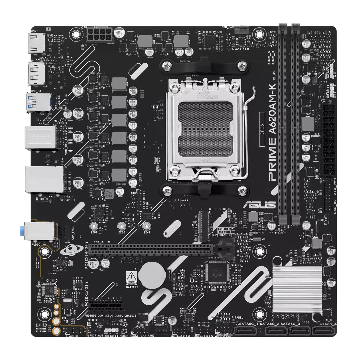Image 2 for Asus PRIME A620AM-K AM5 M-ATX Motherboard
