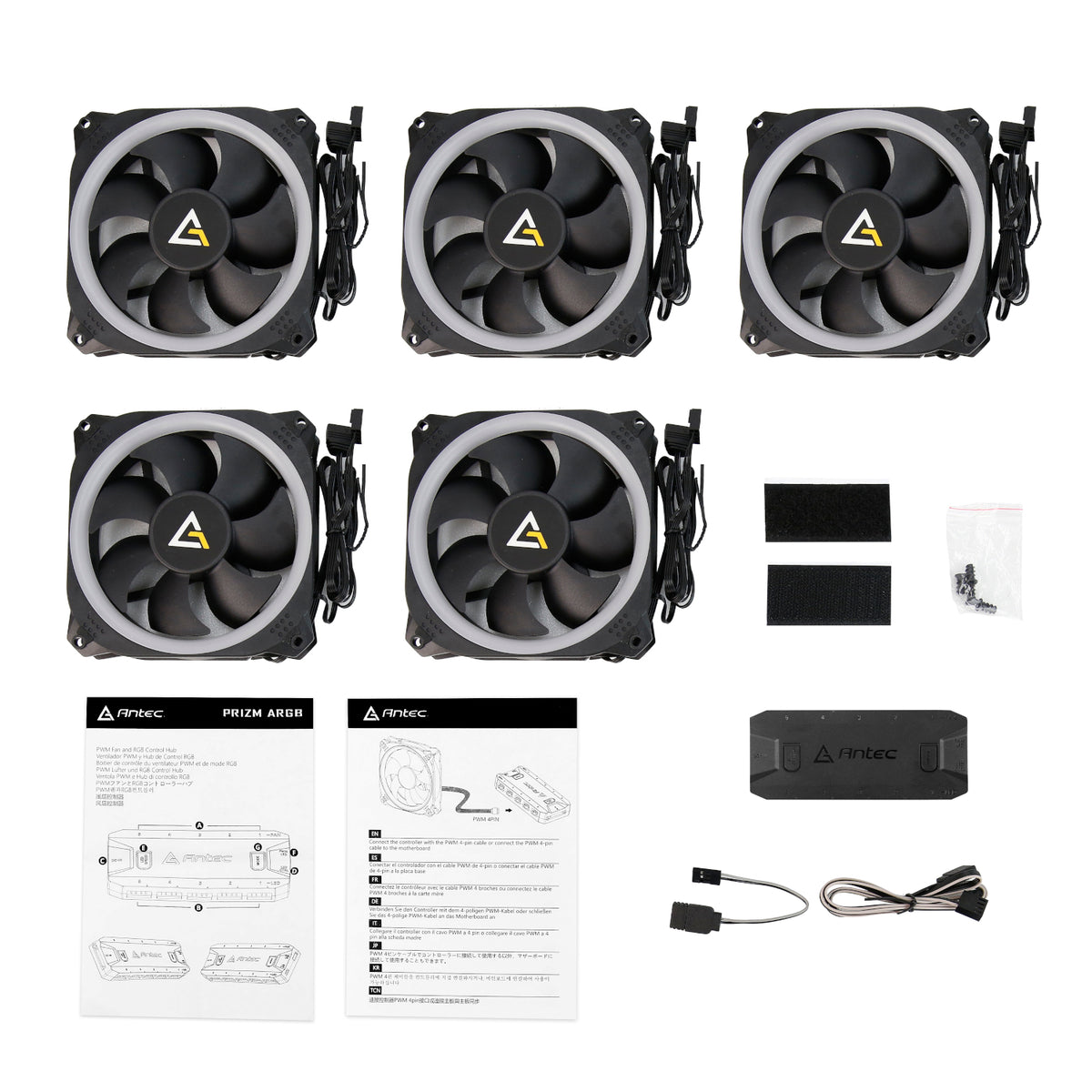 Image 7 for Antec Prizm 120 ARGB Case Fan 5 Pack + Controller - Black