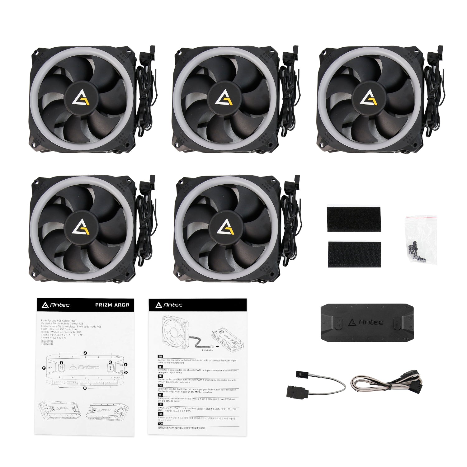 Image 7 for Antec Prizm 120 ARGB Case Fan 5 Pack + Controller - Black