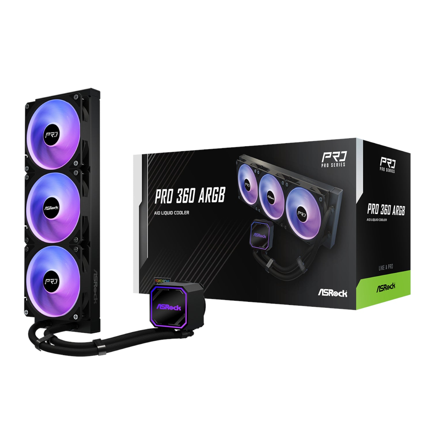Image 1 for ASRock PRO 360 ARGB All-in-one Liquid CPU Cooler - Black