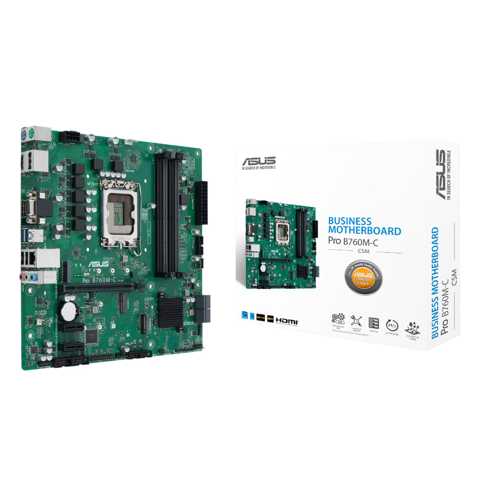 Image 1 for ASUS PRO B760M C CSM LGA 1700 M-ATX Motherboard