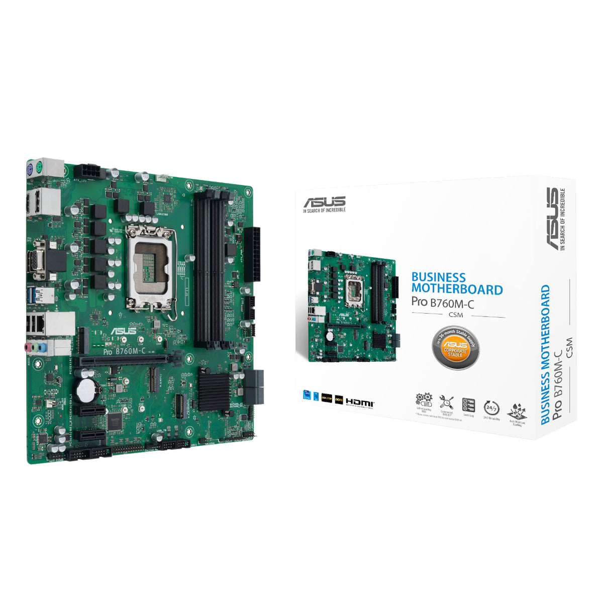 Image 1 for ASUS PRO B760M C CSM LGA 1700 M-ATX Motherboard