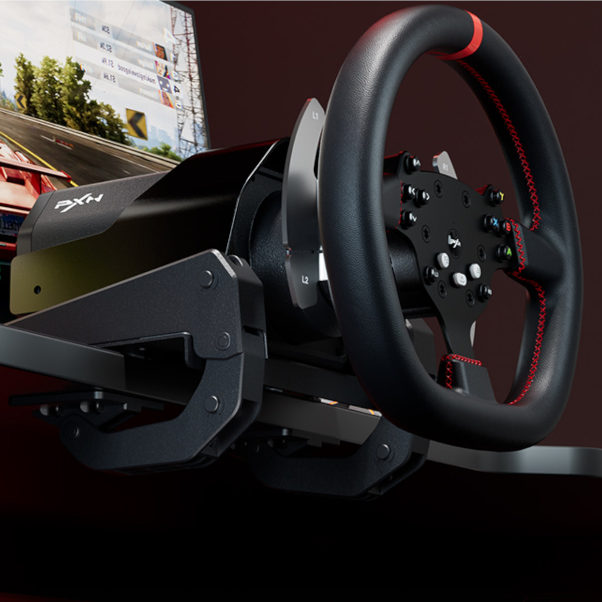 Image 2 for PXN V10 Ultra 270/900° 3.2nm Direct Drive USB Steering Wheel with Hall Effect Dual Pedals
