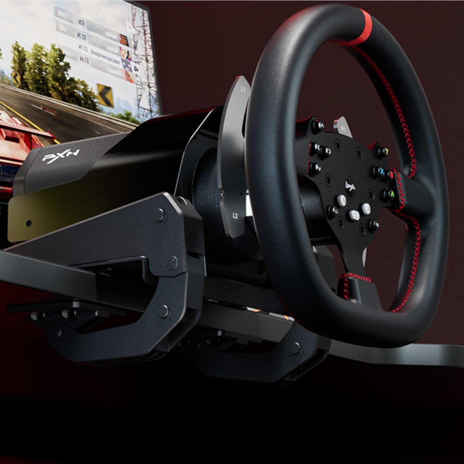 Image 2 for PXN V10 Ultra 270/900° 3.2nm Direct Drive USB Steering Wheel with Hall Effect Dual Pedals