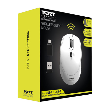 Image 4 for Port Connect Silent 1600DPI 3 Button Wireless Mouse - White