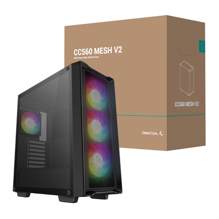 Image 1 for DeepCool CC560 MESH V2 ATX Mid Tower Airflow Gaming Chassis – Black