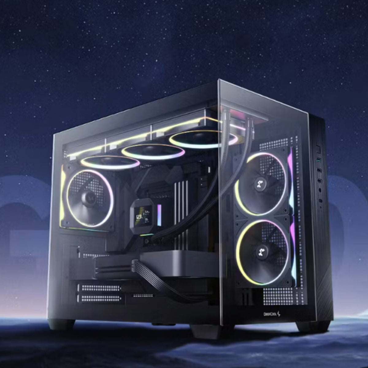 Image 3 for Deepcool CG330 3F Panoramic Dual-Chamber Micro-ATX Gaming Chassis - Black
