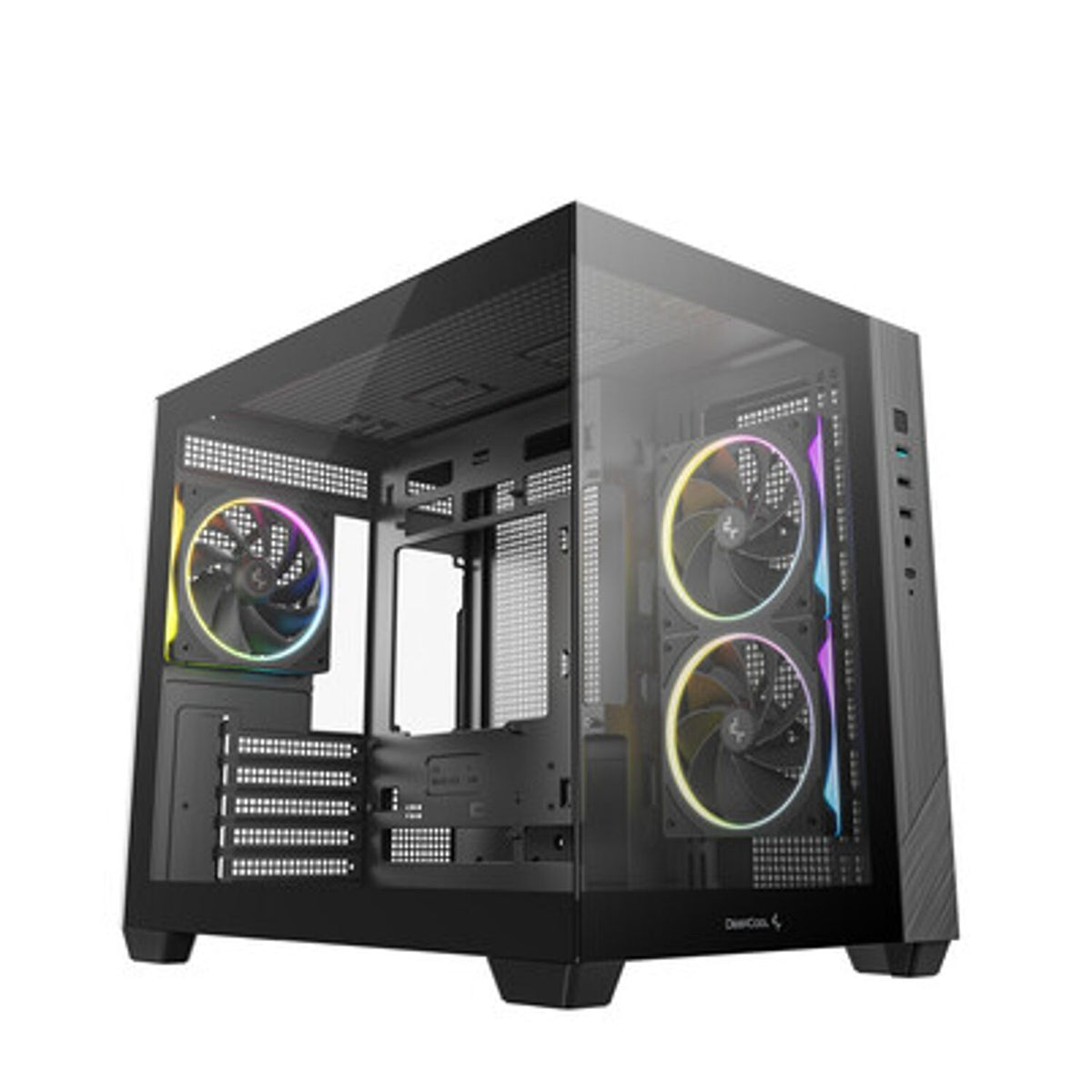 Image 1 for Deepcool CG330 3F Panoramic Dual-Chamber Micro-ATX Gaming Chassis - Black
