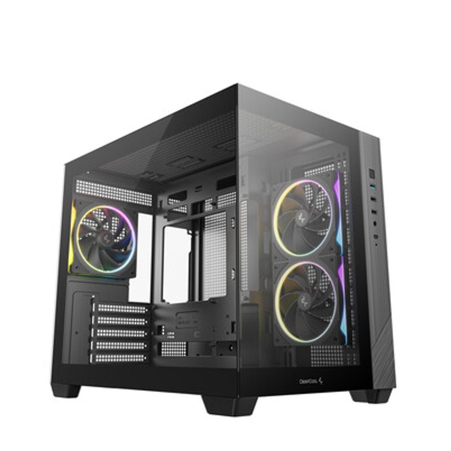 Image 1 for Deepcool CG330 3F Panoramic Dual-Chamber Micro-ATX Gaming Chassis - Black