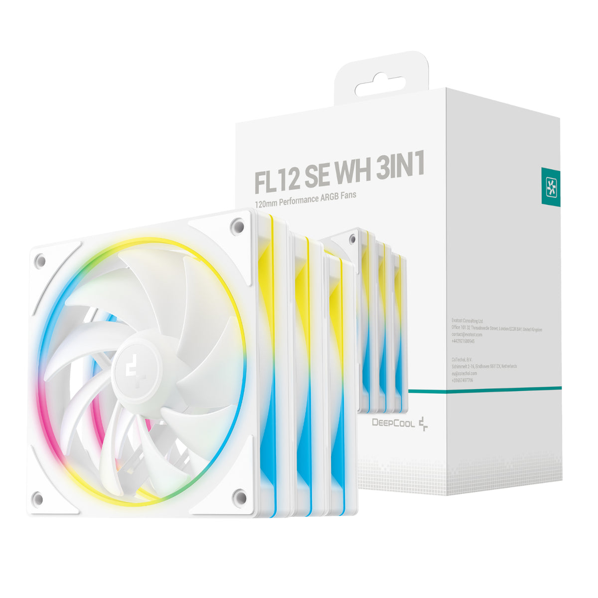 Image 1 for DeepCool FL12 SE 3-in-1 ARGB 120mm Fan 3 Pack - White