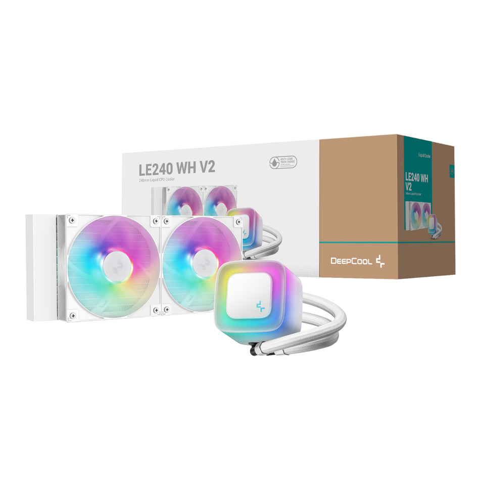 Image 1 for DeepCool LE240 V2 240mm ARGB AIO CPU Liquid Cooler - White