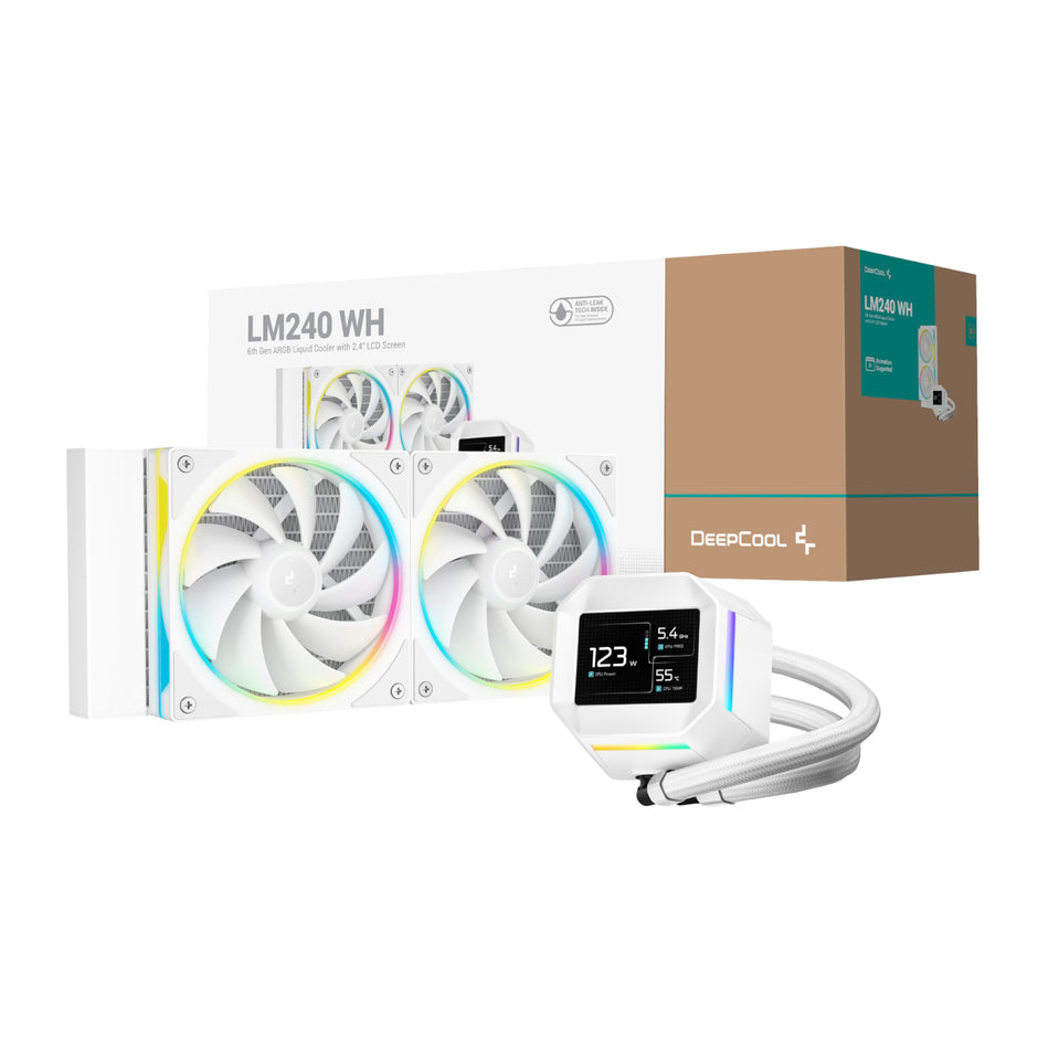 Image 1 for DeepCool LM240 ARGB 240mm AiO CPU Liquid Cooler - White