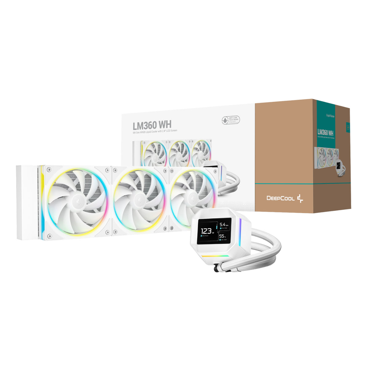 Image 1 for DeepCool LM360 ARGB 360mm AIO CPU Liquid Cooler - White