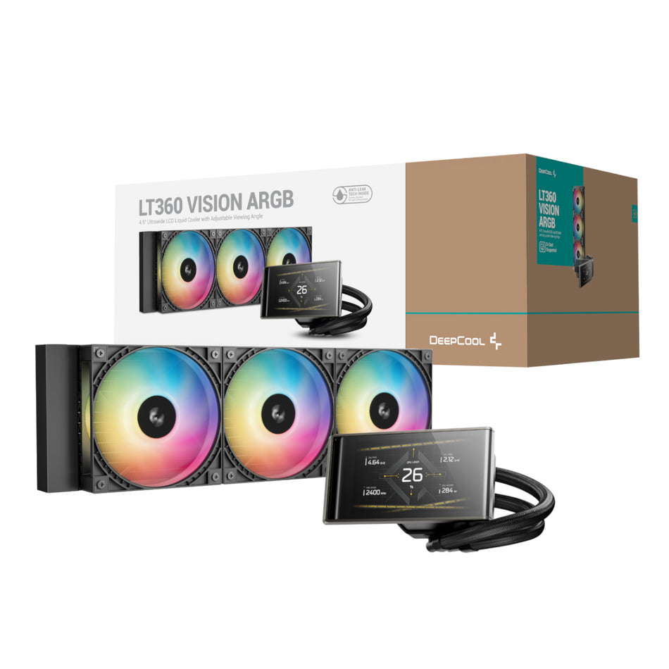 Image 1 for DeepCool LT360 VISION ARGB 4.5" LCD All-in-one CPU Liquid Cooler - Black